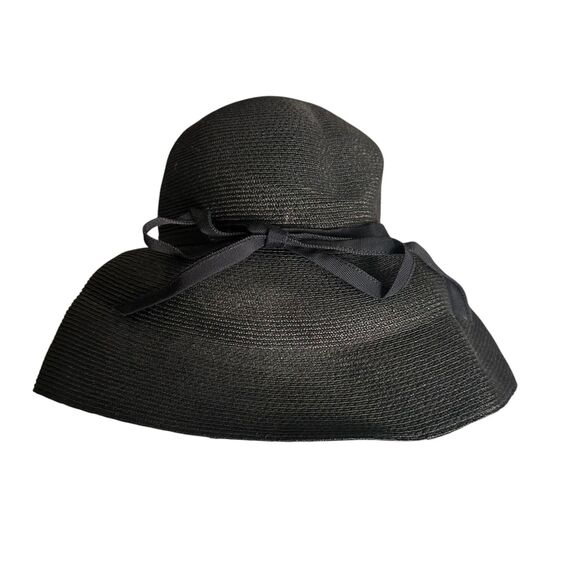 ERIC JAVITS Packable Wide Brim Hat Black - Picture 1 of 4